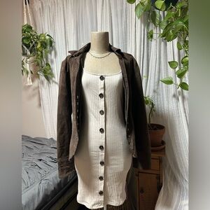 Cream Fitted Ribbed Tank Dress